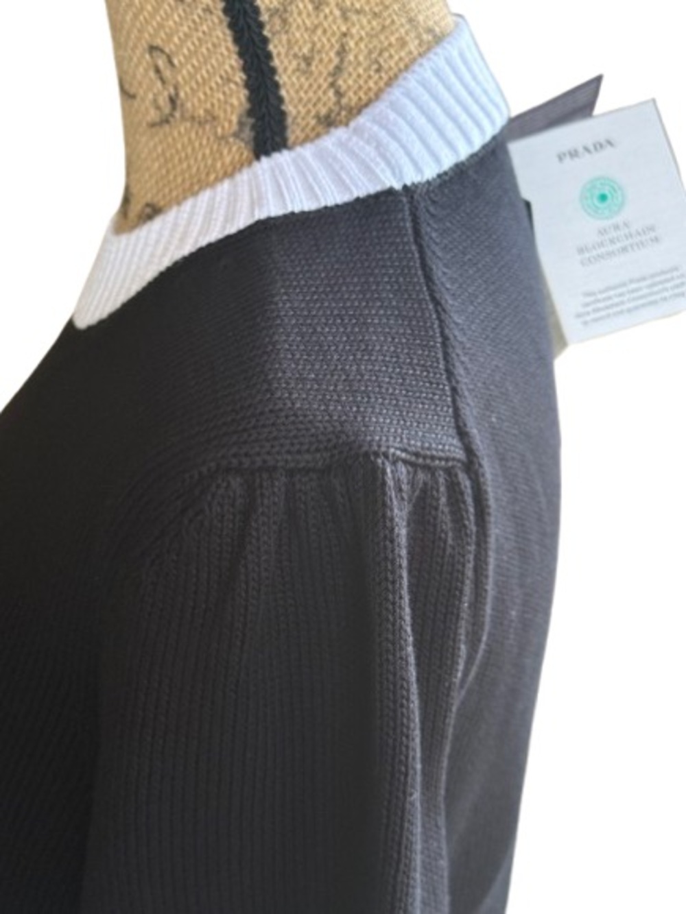 NWT Prada Milano Logo Cotton Knit Mini Dress IT44 Black Made in Italy Luxury - Picture 9 of 16